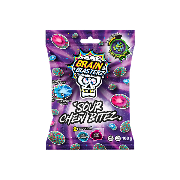 Brain Blasterz Sour Chew Bitez – Lampone blu e frutti di bosco (100g)